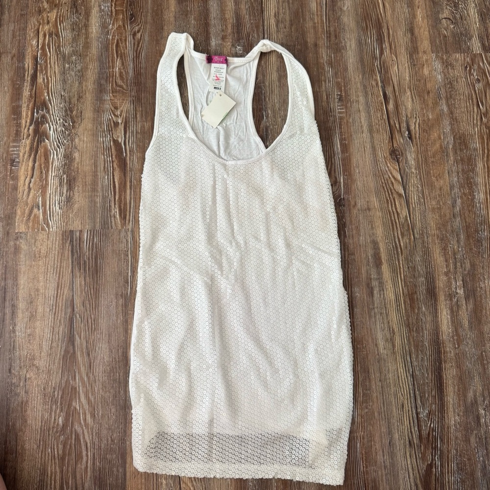 NWT Tryst White Sequin Sleeveless Top